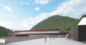 定山渓地区義務教育学校　新校舎は延べ3575m²